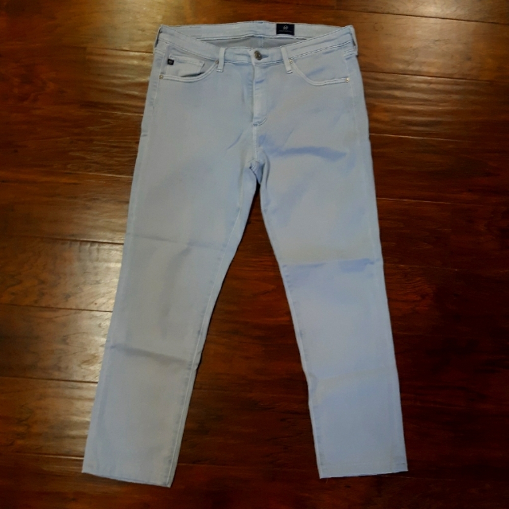 AG The Prima mid-rise Cigarette crop powder blue jeans